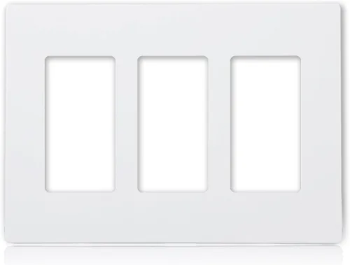 Vista 6 de Maxxima Placa decorativa de pared de 1 banda, blanco, tamaño estándar, paquete de 10 Sin tornillos, múltiples tomacorrientes, para interruptores
