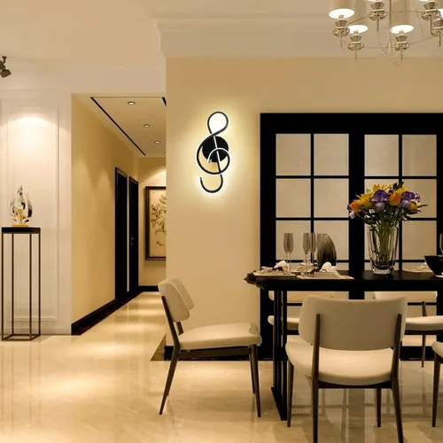 Vista 6 de XEYOU Lámpara de pared moderna de 22 W, lámpara de pared LED creativa para interiores, símbolo musical, decoración artística, lámpara de pared