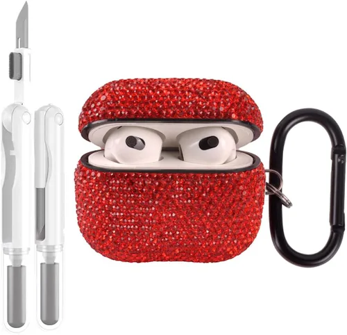 Vista 19 de Funda protectora para AirPods Pro con kit de limpieza, funda protectora de diamantes brillantes para Apple AirPod Pro de 2ª y 1ª