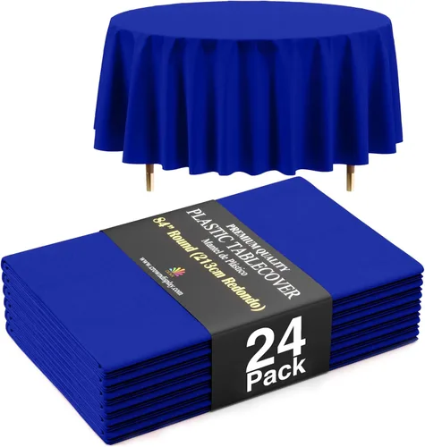 Vista 66 de Exquisite 66% Thicker Premium Aqua Round Tablecloth 0.5 Mil 6 Pack Plastic Table Cloth Disposable 84 Inch Round Plastic Tablecloth Won't Tear Easily