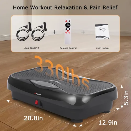 Vista 6 de Whole Body Vibration Plate Exercise Machine – Power Vibrating Plate for Lymphatic Drainage Weight Loss, Shake Plate Exercise Platform with Touch