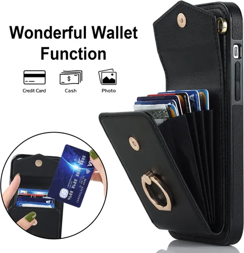 Vista 3 de Asuwish Funda de teléfono para iPhone 11 Pro Max 6.5 con protector de pantalla de vidrio templado y anillo de bloqueo RFID, soporte para tarjetas