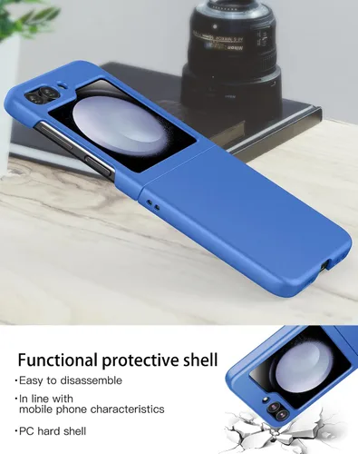Vista 4 de Foluu Funda delgada para Samsung Galaxy Z Flip 5, con protector de pantalla frontal integrado, funda protectora de policarbonato mate ultradelgada
