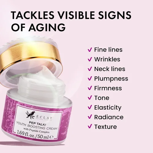 Vista 4 de Eclat Skincare Crema Facial Antienvejecimiento – Hidratante Facial con Péptidos de Colágeno, Ácido Hialurónico y Vitaminas C+E – Mejora Líneas Finas