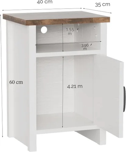 Vista 3 de YESHOMY Juego de 2 mesitas de noche de granja con puerta de granero para Blanco