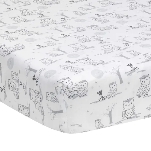Vista 4 de Lambs & Ivy Luna - Juego de ropa de cama para cuna de bebé de 4 piezas, color blanco y gris (740004V)