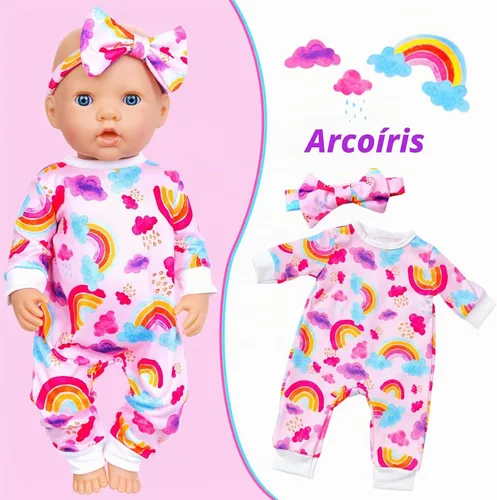 Vista 9 de Ecore Fun 5 juegos de ropa de muñeca y diademas – Accesorios para muñecas de 14 a 16 pulgadas, total 10 piezas – Mono con bonito patrón para muñecas