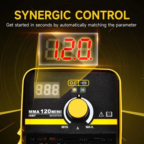 Vista 4 de Soldador de Palo, Máquina de Soldadura 110V 120A con Control Sinérgico, Soldador MMA Portátil con Inversor IGBT 110V con Arranque en Caliente