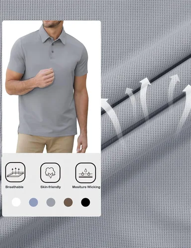 Vista 6 de GymSmart Polo Shirts for Men Short Sleeve Casual Business Sports Tennis Golf Shirts