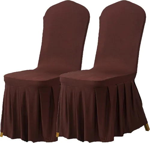 Vista 27 de Dimatic Juego de 2 fundas elásticas para sillas de comedor, fundas Parsons con falda, de elastano súper ajuste, funda protectora de asiento para Azul