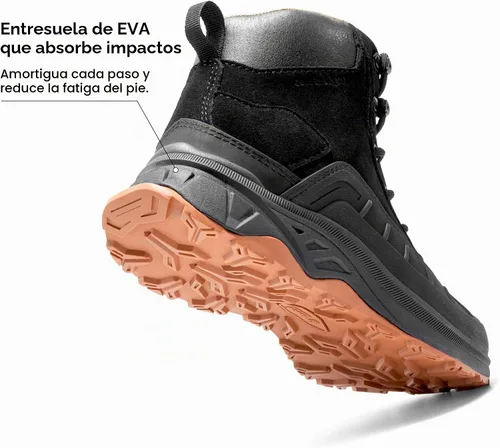 Vista 4 de NORTIV 8 Botas de senderismo impermeables para mujer, para exteriores, senderismo, camping, senderismo en senderos Negro