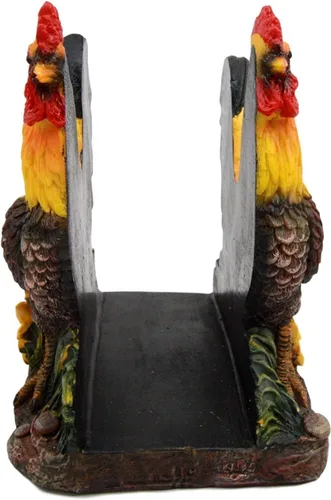 Vista 5 de Ebros Gift Farm Morning Crow Rooster - Servilletero para cena, 6 pulgadas de alto, mesa occidental rústica, centro de mesa decorativa de pollos