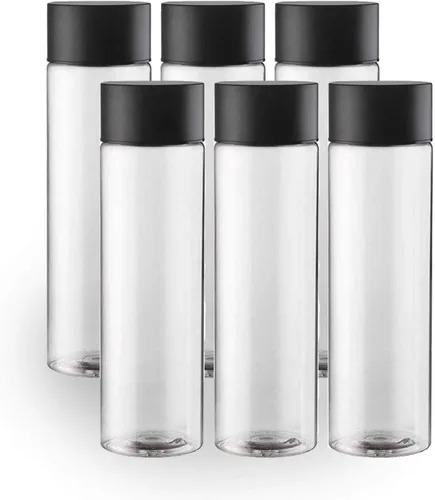 Vista 5 de 1 unidad de botellas de plástico vacías para jugo con tapas - Botellas de agua reutilizables de 400ml duraderas, excelentes para manualidades