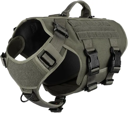 Vista 14 de ICEFANG GN3 Arnés táctico para perro con hebilla 6X, chaleco Molle para perro con asa, cobertura corporal 3/4, panel de gancho y bucle para parche