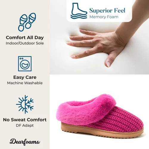 Vista 5 de Dearfoams Pantuflas de punto de chenilla Hannah para mujer