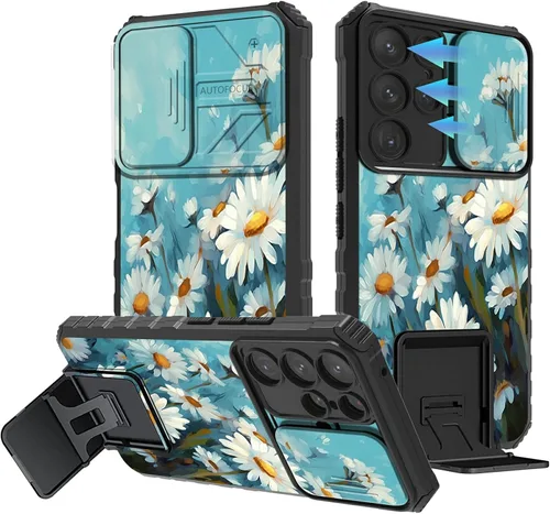 Vista 18 de Funda para Samsung Galaxy A13 5G/4G/A04S, Galaxy A13 5G con cubierta de cámara deslizante, funda de doble capa integrada con función atril