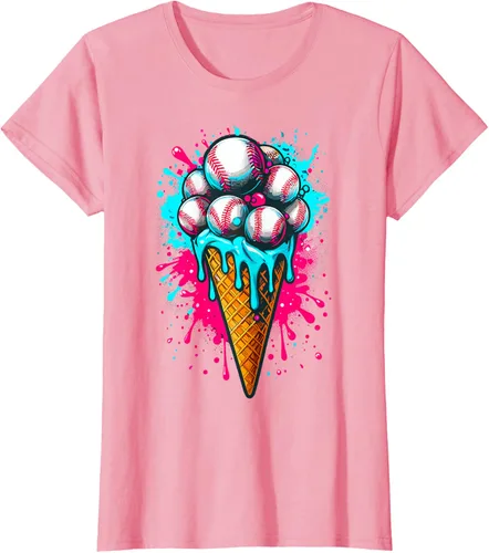 Vista 10 de Camiseta de béisbol de acuarela de helado de béisbol