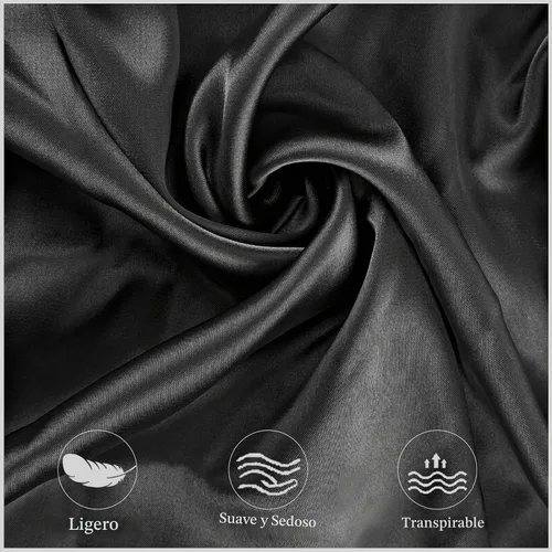 Vista 4 de Funda de almohada de satén para almohada cervical Zelimun - Funda ergonómica, funda de almohada suave y lisa, funda de almohada negra con cremallera