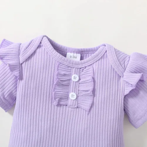 Vista 6 de Mioglrie Conjunto de ropa para bebé recién nacida, conjunto de pantalones cortos, lindos trajes de verano para bebés, ropa de bebé de algodón