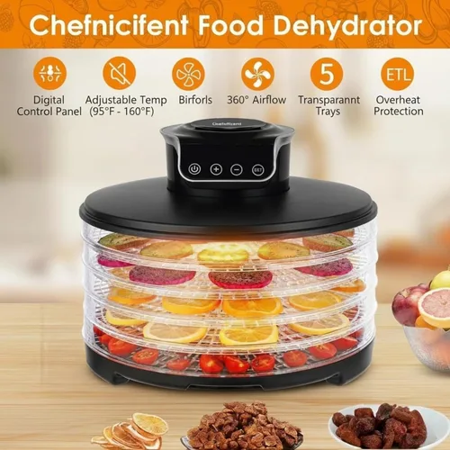 Vista 3 de [Usado] Deshidratador de alimentos DryLite 245 – 5 bandejas ajustables, sin BPA, secado rápido de 4 horas, calor uniforme, fácil control
