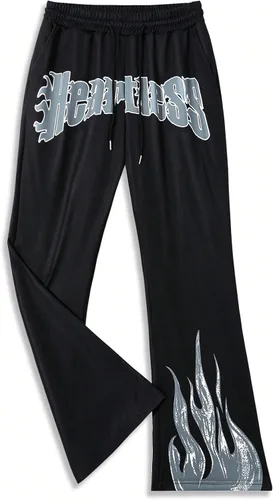 Vista 3 de GORGLITTER Men's Casual Letter Print Sweatpants Drawstring Waist Jogger Pants with Pockets