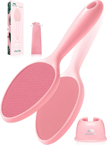 Vista 9 de Lima de pie de vidrio de 2 caras Removedor de callos sin soporte de drenaje (rosa) Diseño ergonómico de 2 caras Seguro, eficaz pero suave