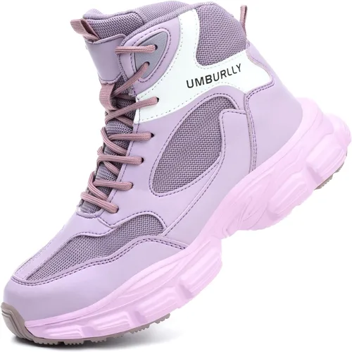 Vista 7 de Hogent - Zapatos de puntera de acero para mujer y hombre, anchos, antideslizantes, de trabajo, tenis de punta compuesta, indestructibles, cómodos