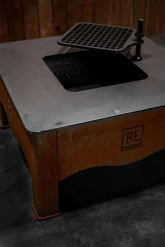 Vista 6 de Black Earth Teppan XL - Parrilla de leña - Rejilla de acero al carbono y superficie plana Teppanyaki - Parrilla de 1200 pulgadas cuadradas +