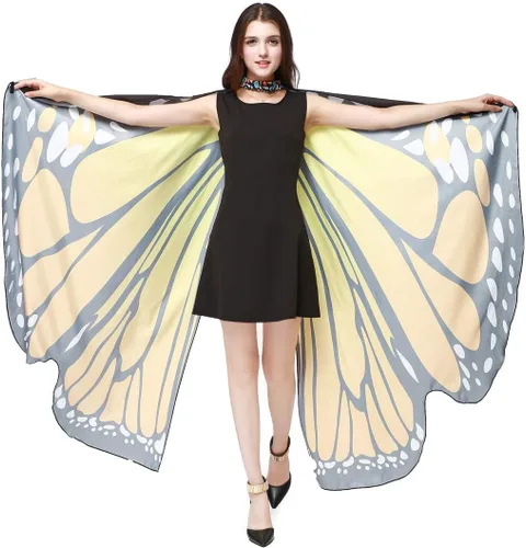 Vista 2 de Butterfly Wings for Women Adult Large Fairy Cape Halloween Dancing Festival Costume