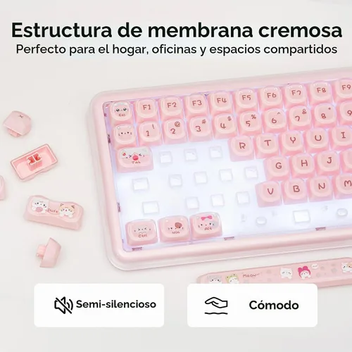 Vista 4 de MechLands X Maorbeng X100 PRO - Teclado de membrana para juegos con teclado numérico, retroiluminación RGB, teclado inalámbrico de computadora