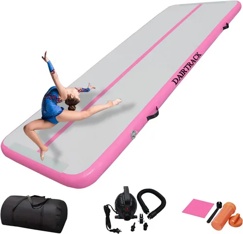 Vista 12 de DAIRTRACK Colchoneta inflable de gimnasia de 10/13/16/20 pies para uso doméstico/gimnasio/entrenamiento/animadora/yoga/agua