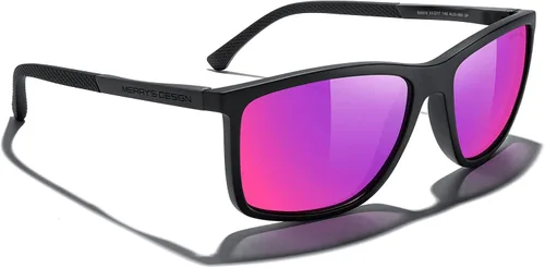 Vista 5 de MERRY'S Gafas de sol polarizadas rectangulares unisex para pesca, conducción, golf, templo de aluminio S8658