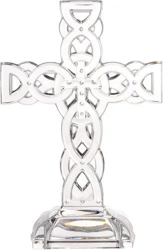 Vista 2 de Belleek Galway - Cruz celta de cristal de Galway, cruz de fe irlandesa transparente en caja de regalo, 11.4 pulgadas de alto x 7.5 pulgadas