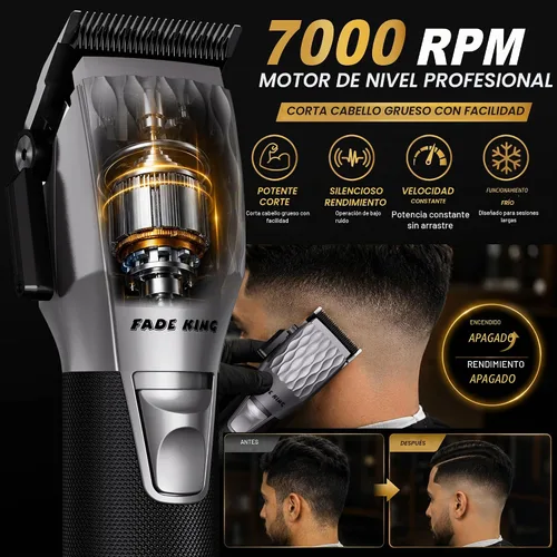 Vista 3 de FADEKING Cortadora de pelo profesional para hombres, kit de aseo 3 en 1