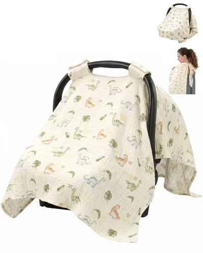 Vista 10 de Metplus - Funda para asiento de automóvil de muselina para bebés, 100% algodón Funda transpirable para asiento de automóvil para bebé, para Cereal