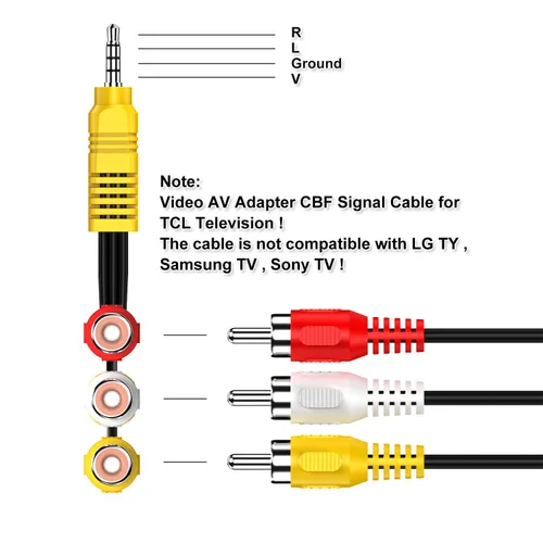 Vista 2 de Adaptador AV, adaptador de entrada de 3 RCA a AV, repuesto de cable adaptador de componente AV para TCL TV -1 M / 3.3 pies
