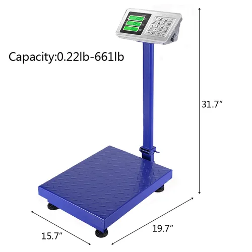 Vista 8 de TUFFIOM Báscula electrónica de plataforma digital de 661 libras, básculas de piso plegables azules resistentes, pantalla LCD de alta definición