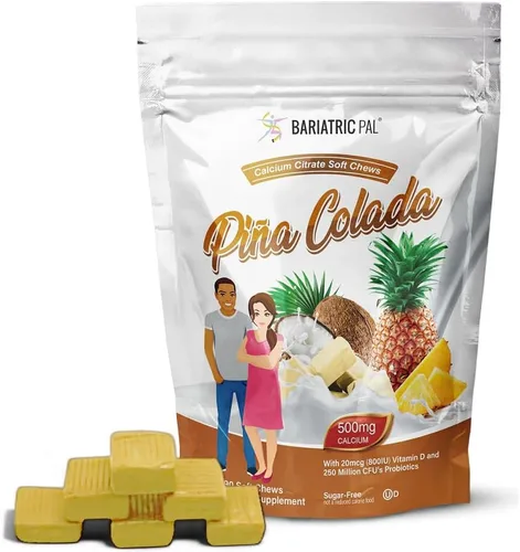 Vista 13 de BariatricPal Citrato de calcio sin azúcar, masticables suaves, 500 mg con probióticos (90 unidades) – uva silvestre