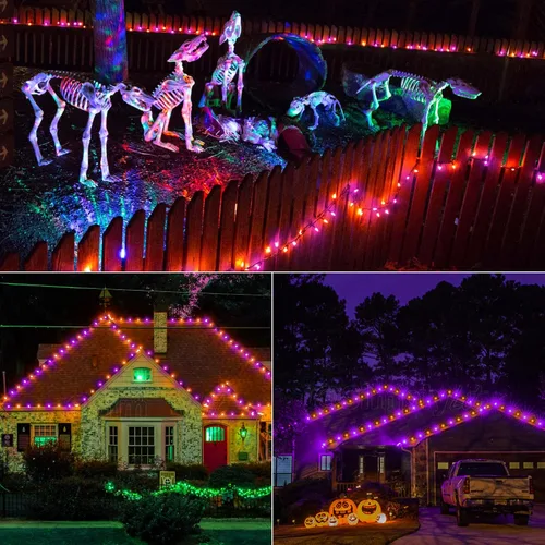Vista 4 de ODEETRONIC Luces Naranjas Moradas, 16.3 pies 50 luces LED C3 de cadena de Halloween, 120V con certificación UL, luces de cadena naranjas