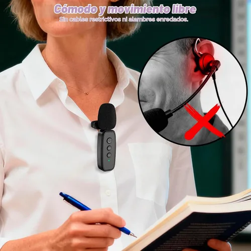 Vista 2 de TRELC Amplificador de Voz Inalámbrico con Micrófono Lavalier, Altavoz de Solapa Inalámbrico Portátil Recargable con Clip para Profesores, Reducción