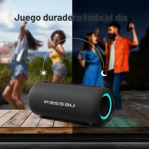 Vista 6 de Passau Altavoces Bluetooth portátiles con sonido estéreo de pico de 40 W, radiadores pasivos, graves profundos, reproducción durante todo el día