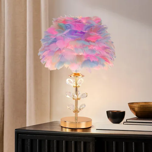 Vista 9 de ZYLEISENBAO Lámpara de Flor de Rosa Rosa Romántica Lámpara de Mesita de Noche Princesa Lámpara de Mesa de Flor para Mesita de Noche Luz de Rosado