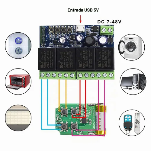 Vista 8 de Módulo de relé inteligente inalámbrico Ewelink WiFi USB 5V 4 canales, autobloqueante, contacto seco, interruptor de palanca remoto para control