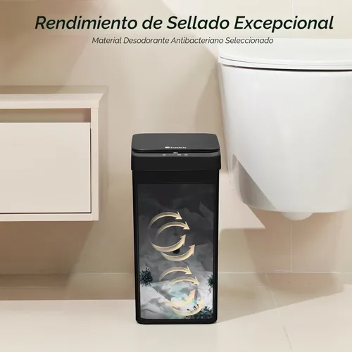 Vista 5 de FRESHLIX Cubo de basura para baño, 2.6 galones, con sensor de movimiento automático, sin contacto, impermeable, con tapa, cubo de basura pequeño