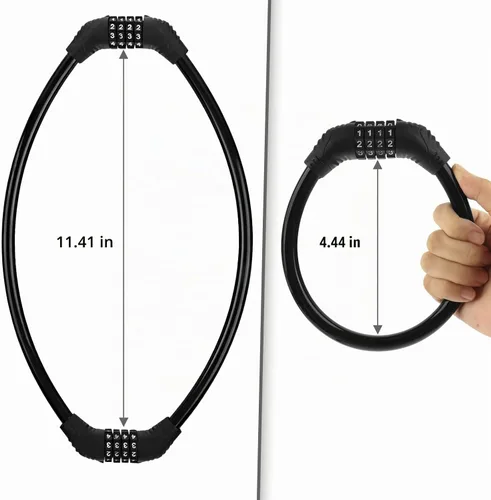Vista 2 de Cable de bloqueo de bicicleta, accesorios para bicicleta, cerraduras de bicicleta resistentes antirrobo, cerradura de cable de combinación