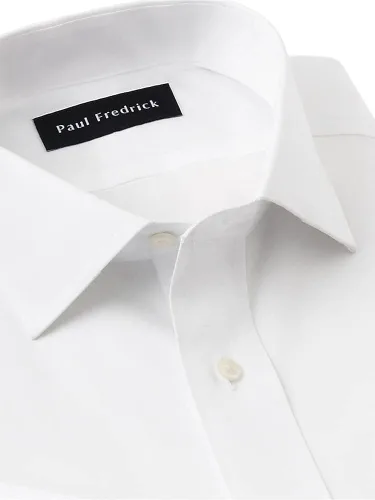 Vista 4 de Paul Fredrick Camisa de vestir para hombre de algodón sin planchado y cuello extendido sólido