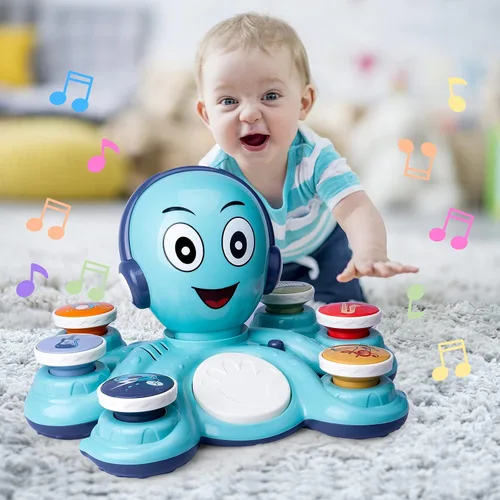 Vista 7 de Juguetes musicales para bebés, juguetes de aprendizaje para niños pequeños, juguetes musicales de pulpo, juguetes educativos musicales para niños