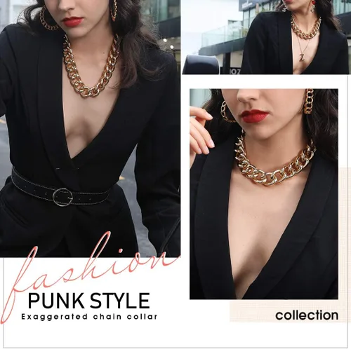Vista 9 de GOLDCHIC JEWELRY Gargantilla gruesa de oro para mujer, 0.197in0.472in0.906in, collar de cadena de hip hop, collar de cadena de clip grueso de 16 18