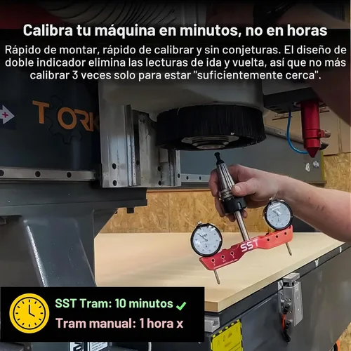 Vista 4 de SST - Sistema de tranvía regular de molino y torno - Tranvía, alineación y cuadrado para calibración de la máquina - Para desalineación angular