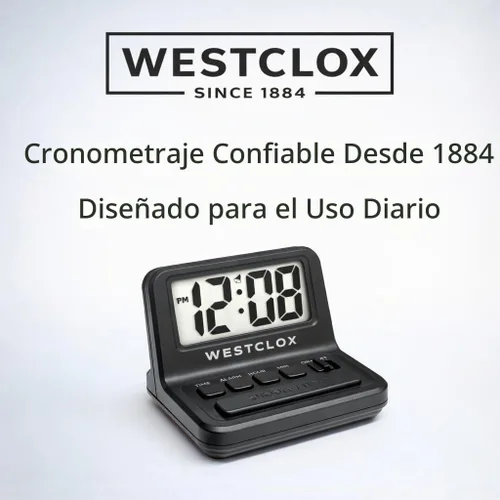 Vista 4 de Westclox visualización LCD Reloj Despertador Negro